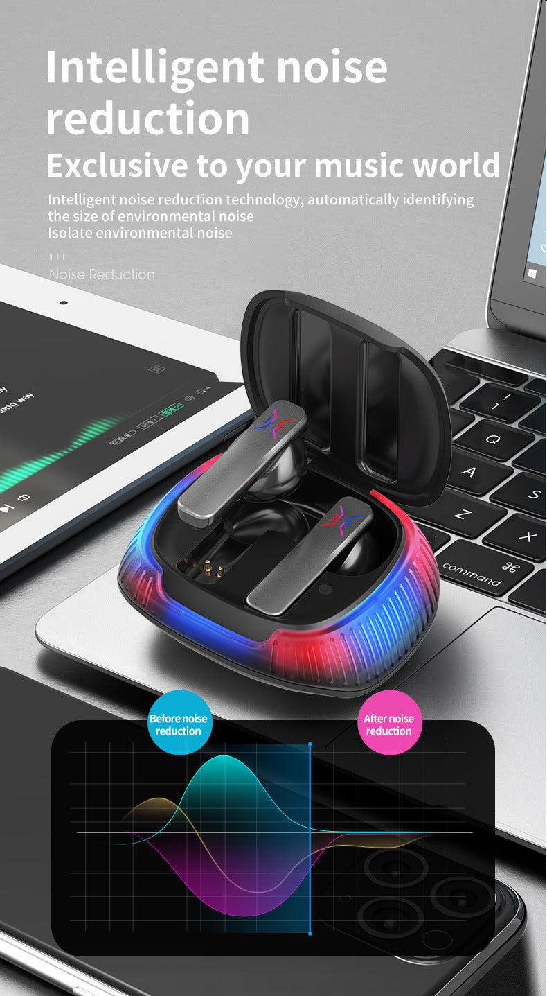 Black Smart AI Translator Earbuds - Bluetooth 5.3, Noise Reduction & LED Charging Case