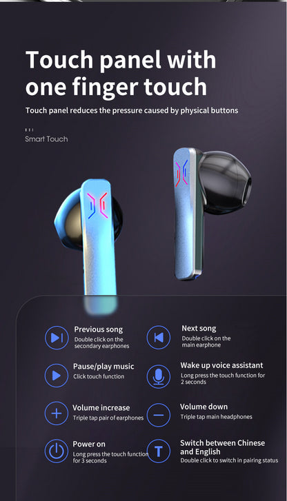 Black Smart AI Translator Earbuds - Bluetooth 5.3, Noise Reduction & LED Charging Case