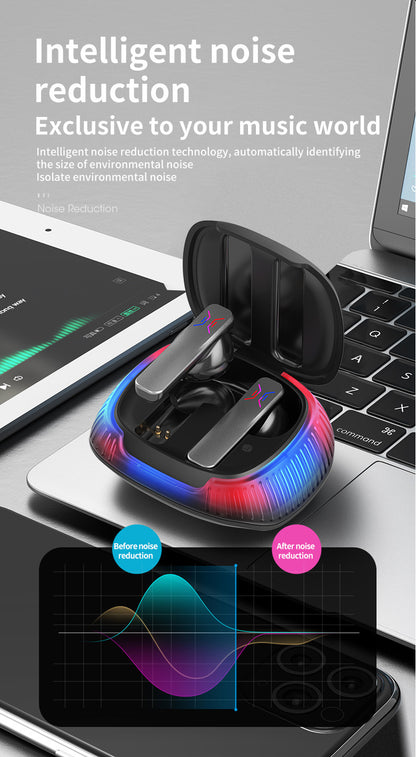 White Smart AI Translator Earbuds - Bluetooth 5.3, Noise Reduction & LED Charging Case