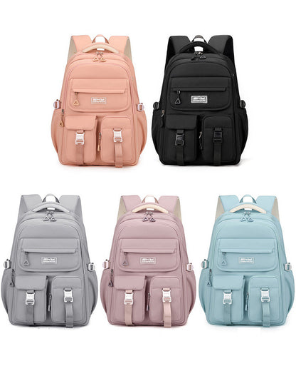 Grey Large Capacity Waterproof Student Backpack - Fits 15-Inch Laptop, Multi-Pocket Travel Daypack