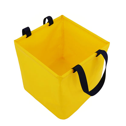 Yellow 25L Collapsible Bucket - Heavy-Duty PVC Waterproof Folding Pail for Fishing, Camping & Car Washing