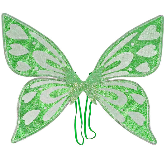 Green Sparkling Fairy Wings - Lightweight Glitter Butterfly Costume Accessory for Kids & Adults