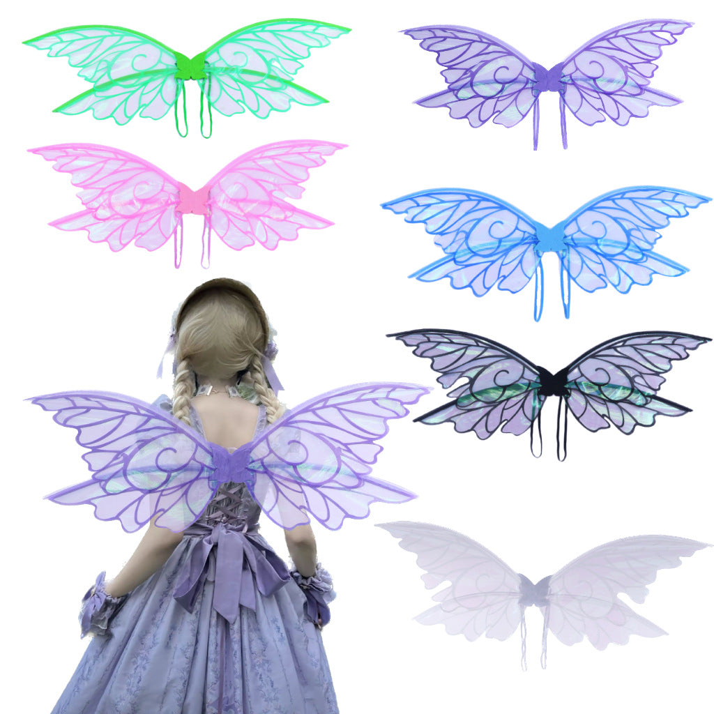 Purple Enchanting Iridescent Fairy Wings - Sparkle Butterfly Elf Wings for Costume Parties, Cosplay & Dress-Up Fun