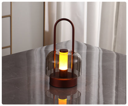 Blue Modern Portable LED Mushroom Table Lamp - Rechargeable Touch Control Night Light with 3 Color Modes & Stepless Dimming
