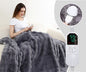 127*152CM Grey Luxurious Faux Rabbit Fur Electric Heated Throw Blanket - Cozy Warmer with 9 Heat Settings & Timer (AU Plug)
