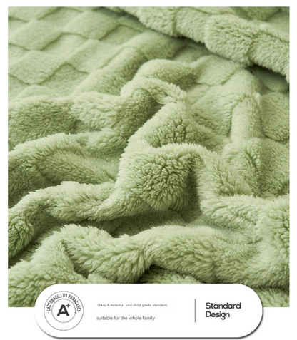 200*230CM Khaki Ultra-Soft Waffle Textured Plush Fleece Blanket - Large Cozy All-Season Throw for Bed & Sofa