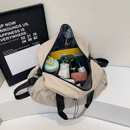 Black Large Capacity Travel Bag with Wet/Dry Separation - Canvas + Polyester, Lightweight Handbag for Short Trips and Fitness, Fits on Luggage