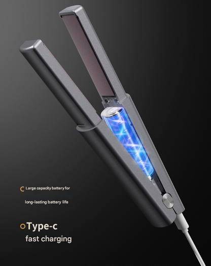 Purple Compact Cordless Hair Straightener - Portable 2-in-1 Mini Flat Iron, USB-C Rechargeable for Travel & Touch-ups