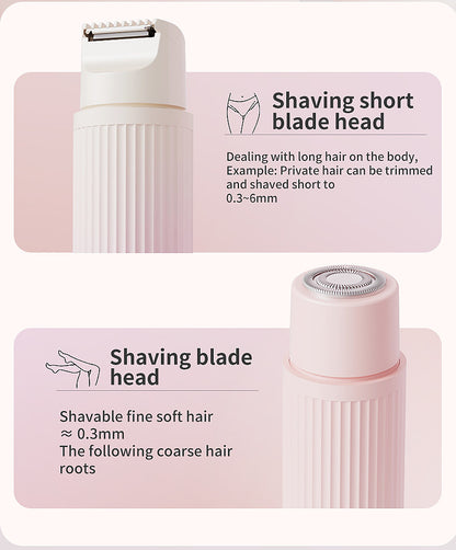 Gradient Pink Portable 2-in-1 Electric Lady Shaver & Bikini Trimmer - Rechargeable Wet & Dry Body Hair Remover