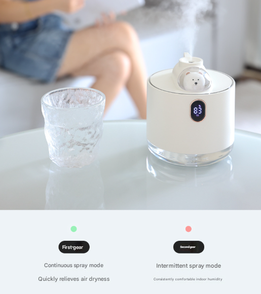 White Adorable Space Capsule Humidifier - Portable USB Cool Mist Maker with LED Display & Ambient Night Light