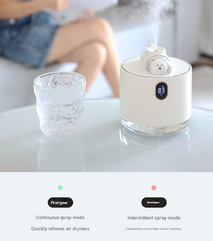 White Adorable Space Capsule Humidifier - Portable USB Cool Mist Maker with LED Display & Ambient Night Light