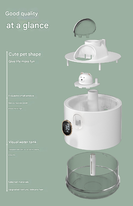 White Adorable Space Capsule Humidifier - Portable USB Cool Mist Maker with LED Display & Ambient Night Light