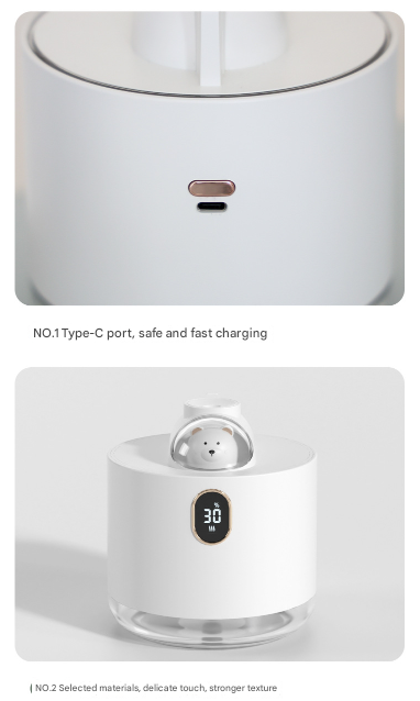 White Adorable Space Capsule Humidifier - Portable USB Cool Mist Maker with LED Display & Ambient Night Light