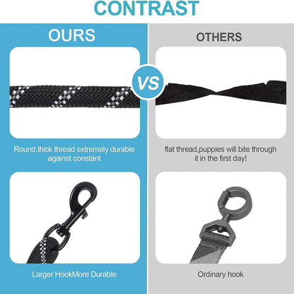 Grey 3-in-1 Tangle-Free Dog Leash for 1-3 Dogs - Heavy Duty Bungee Coupler with Reflective Stitching & Padded Handle