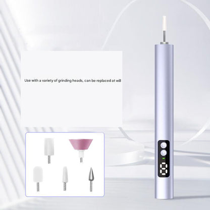 Purple Professional Electric Nail File Kit - Portable USB-C Rechargeable Manicure Drill with 6 Speeds & 5 Heads