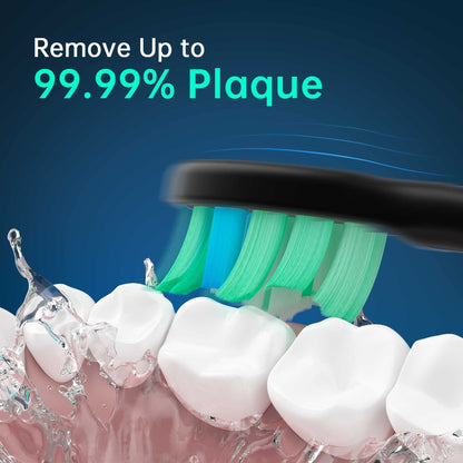 Black Sonic Rechargeable Electric Toothbrush with 8 Heads & Travel Case - 5 Brushing Modes & Smart Timer(USB)