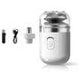 White Portable Mini Electric Shaver for Men - USB Fast-Charge Travel Razor with Washable Head & Nose Trimmer Attachment