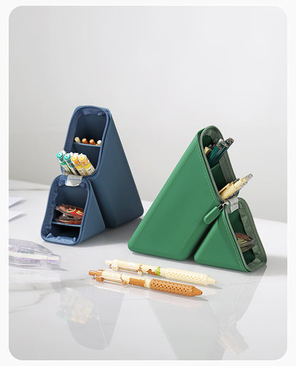 Grey Transforming Silicone Pencil Case - Stand-Up Pen Holder & Stationery Organizer