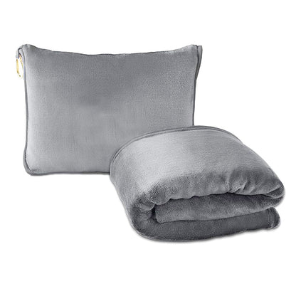 Grey Multi-Function 2-in-1 Travel Blanket with Storage - 50 x 60 in (127 x 152 cm) Lightweight Airplane Companion