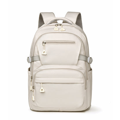 Beige Trendy Korean-Style Large-Capacity Backpack for Women - 14 Laptop Travel Bag"