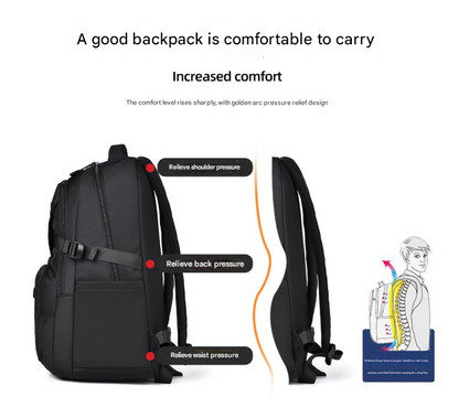 Beige Trendy Korean-Style Large-Capacity Backpack for Women - 14 Laptop Travel Bag"