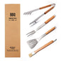 Premium 4-Piece BBQ Tool Set with Rubberwood Handles - Kraft Box