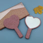 2PCS Pink Glamorous Diamond-Encrusted Heart Handheld Mirror - Luxe High-Definition Makeup Essential