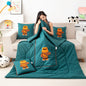 Green Fashion Bear 2-in-1 Foldable Car Pillow Blanket - Cozy 40x40cm Pillow, Unfolds to 100x150cm Blanket for Travel and Office Naps