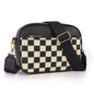 Tessellated Black Chic Quilted Crossbody Bag - Vintage PU Leather Shoulder Purse with Adjustable Strap
