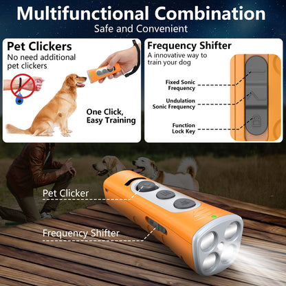 Black Ultrasonic Dog Barking Control Device - Dual Frequency Anti-Bark Trainer with IP65 Waterproof (11.8x48.5x44mm)