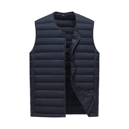 XL Navy Blue Men's Lightweight Quilted Puffer Vest - Ideal Sleeveless Jacket for Winter Layering