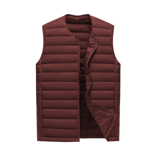 XXXXL Wine Red Men's Lightweight Quilted Puffer Vest - Ideal Sleeveless Jacket for Winter Layering