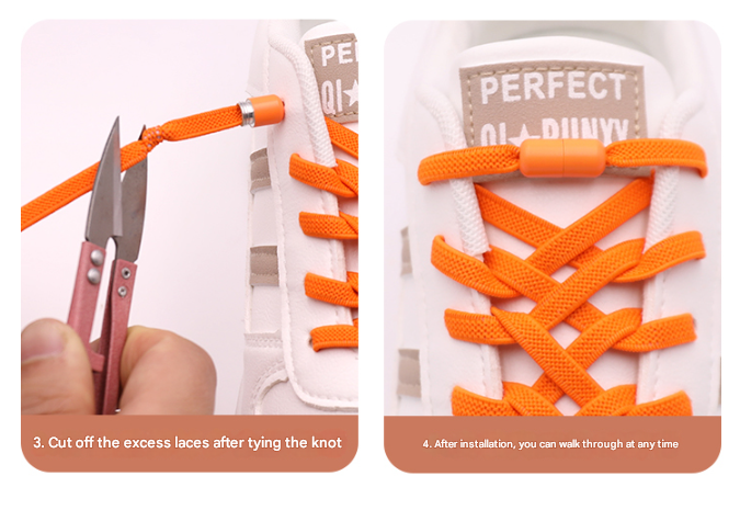 White No-Tie Elastic Shoelaces with Quick Lock System - Flat Tieless Laces for Kids and Adults