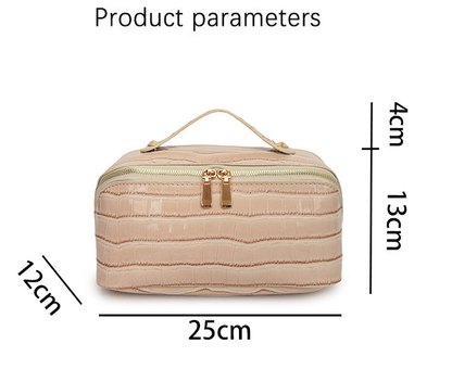 Grey Chic Croc-Embossed Travel Makeup Case Large Capacity Cosmetic Organizer Bag
