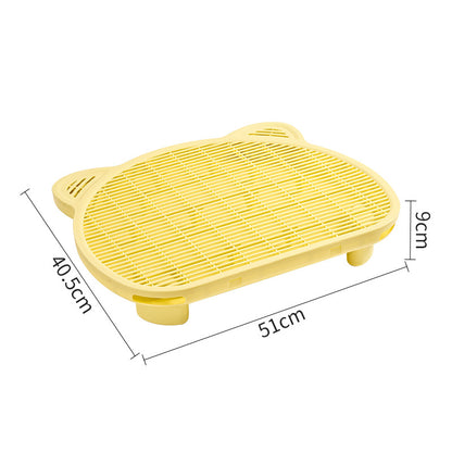 Yellow Elevated Cat Litter Trapping Mat - Dual-Layer Scatter Control Tray with Grate
