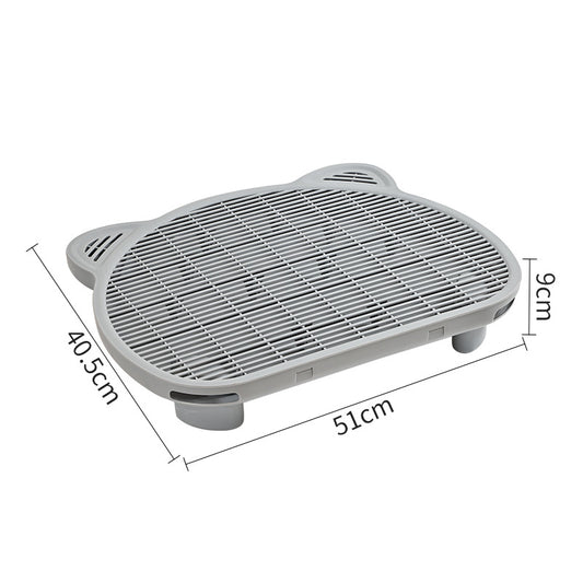 Grey Elevated Cat Litter Trapping Mat - Dual-Layer Scatter Control Tray with Grate