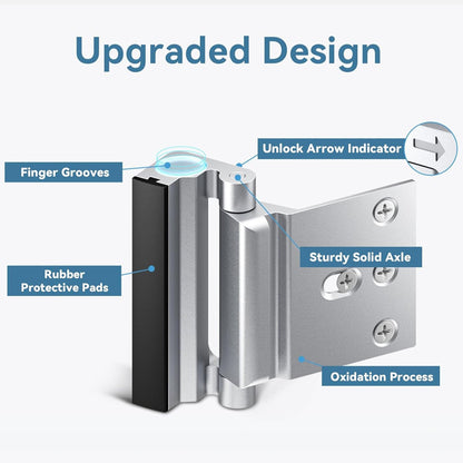 Black Heavy-Duty Hotel Style Security Door Lock - Childproof Door Reinforcement Latch for Home Safety