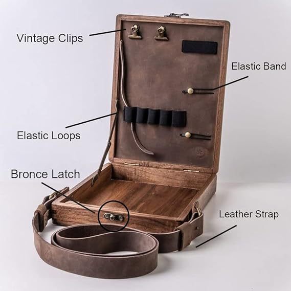 Vintage Writer's Wooden Messenger Box - Artisan Crossbody Satchel for Artists and Creatives