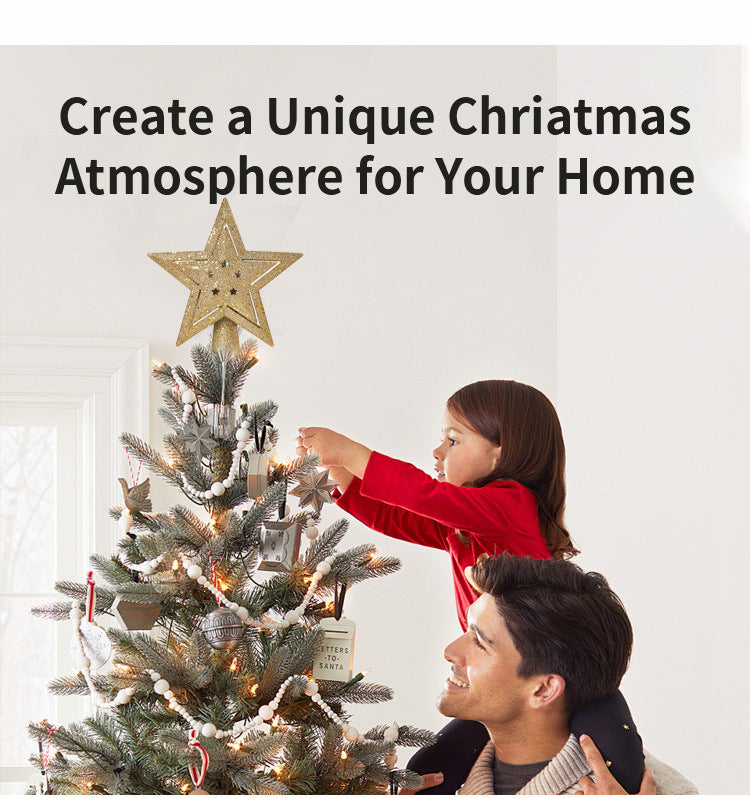 Silver Sparkling LED Christmas Tree Top Star with Projection