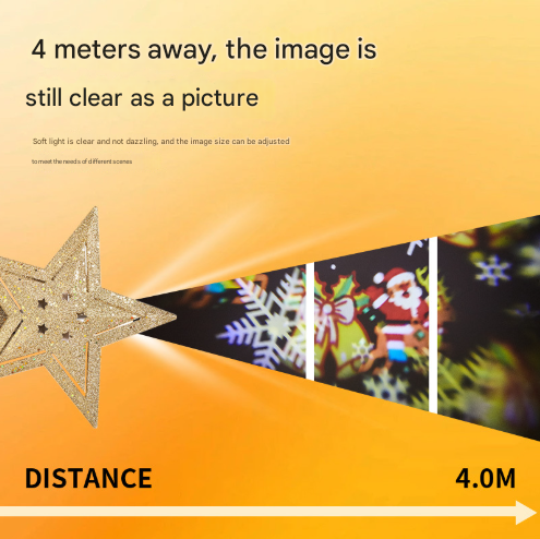 Silver Sparkling LED Christmas Tree Top Star with Projection