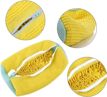 Blue 2piece Durable Sneaker Wash Bag for Washing Machine - Anti-Deformation Shoe Protector with Chenille Fabric