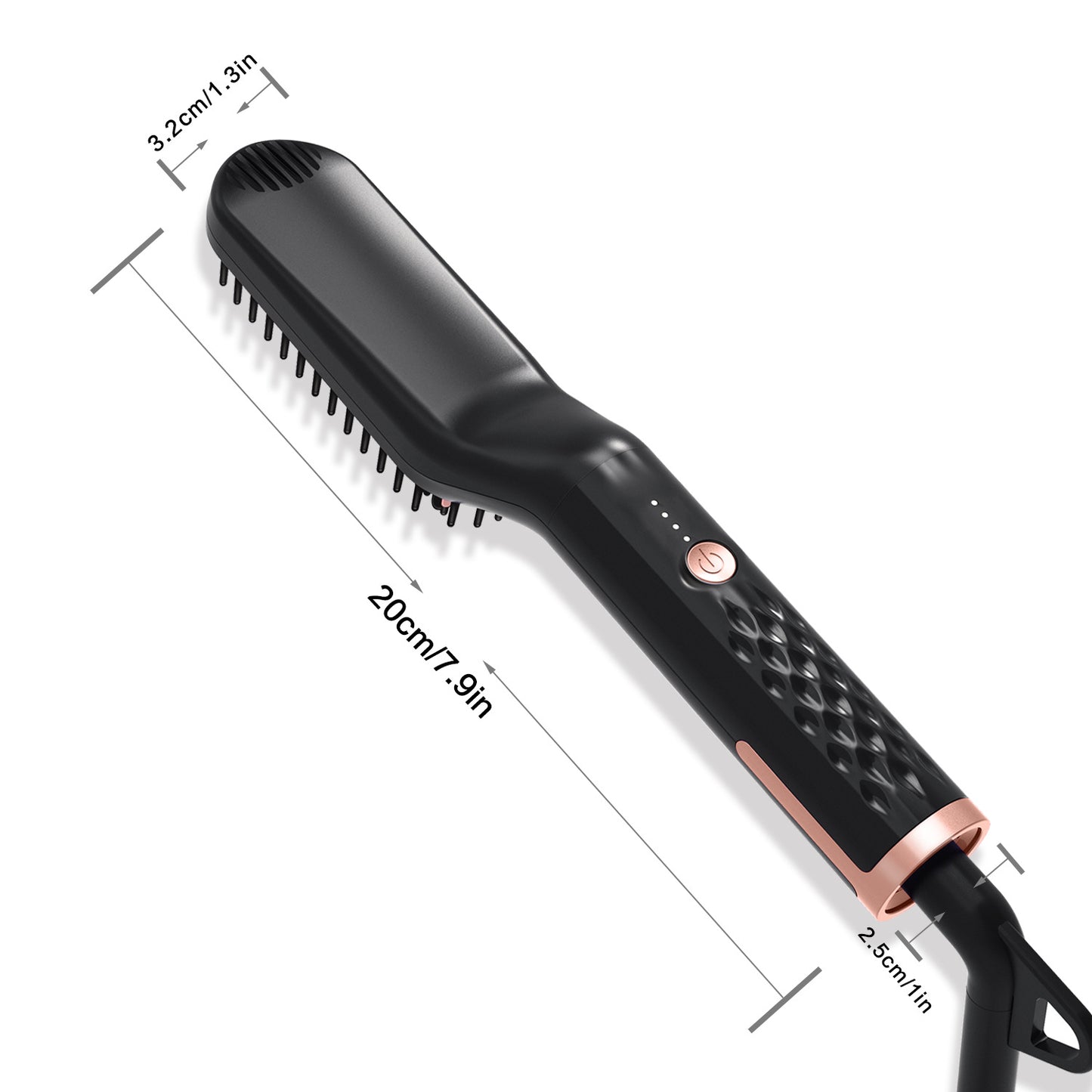 Black Premium 3-in-1 Beard Straightener - Fast-Heating Multi-Function Hair Comb