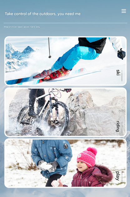 White Women's Warm Winter Ski Gloves - Waterproof & Windproof Touchscreen Gloves for Snow Sports
