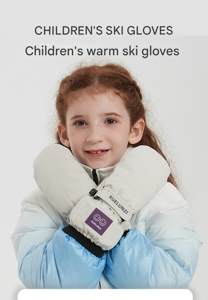 Pink Kids' Waterproof Ski Mittens - Thermal Winter Snow Mitts with Touchscreen Compatibility (Ages 6-12)