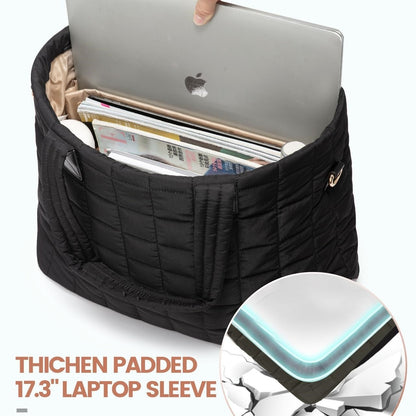 Khaki New Large Capacity Tote Bag - Fashionable Quilted Women's Shoulder Bag and Laptop Bag