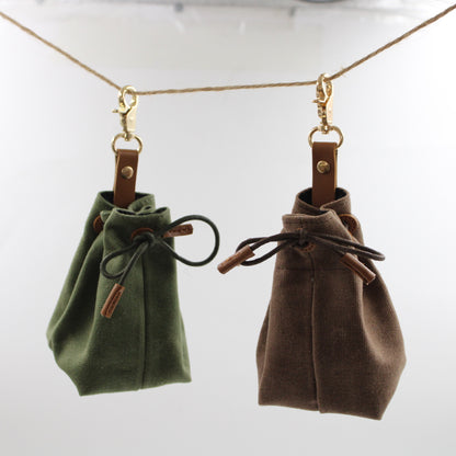 2-PCS Grey Clip-On Canvas Dog Treat Pouch - Portable Drawstring Bag for Training & Walks