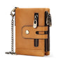 Brown Genuine Leather Men's RFID Blocking Wallet - High Capacity Trifold with Zipper Coin Pocket