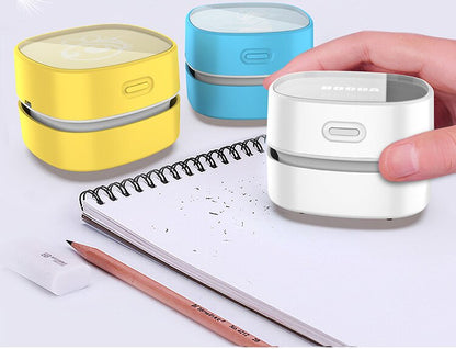 White Rechargeable Cordless Mini Desktop Vacuum - Portable Handheld Cleaner for Desk, Keyboard, Crumb & Dust