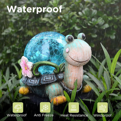 Rabbit and Butterfly Charming Solar-Powered Animal Garden Statue - Waterproof Resin Figurine with Glowing LED Accents