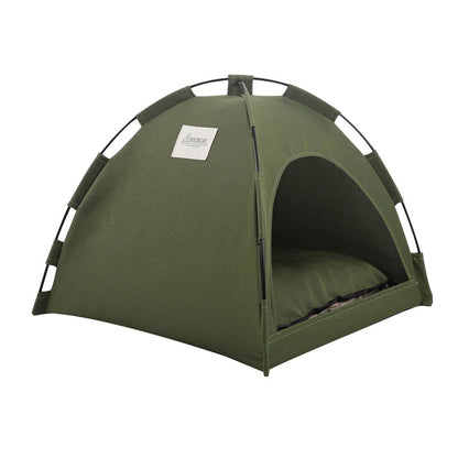 Green Premium Portable Pet Tent Bed with Cooling Mat - Breathable Foldable Outdoor Indoor Cat Dog House Shelter for Summer(Size: M)